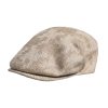 Beige Floral Linen Newsboy Hat - Image 3