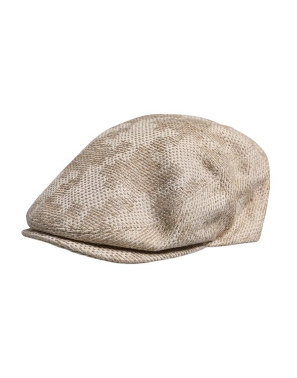 Beige Floral Linen Newsboy Hat - Image 3
