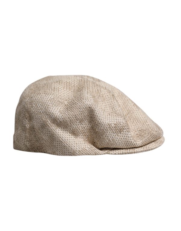 Beige Floral Linen Newsboy Hat - Image 5