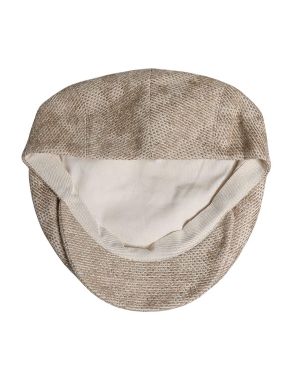 Beige Floral Linen Newsboy Hat - Image 7