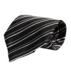 Black White Stripes Silk Adjustable Necktie Tie - Image 2