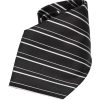 Black White Stripes Silk Adjustable Necktie Tie - Image 3