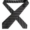 Black White Stripes Silk Adjustable Necktie Tie - Image 4