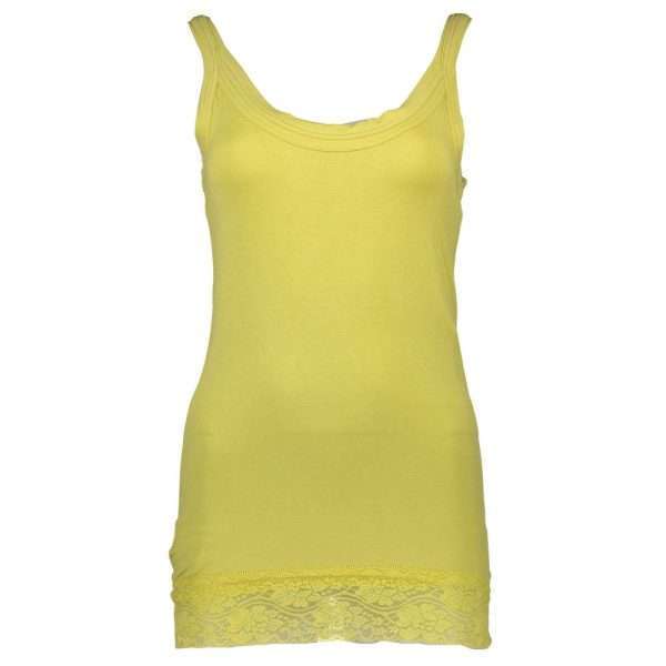 Yellow Cotton Womens Tank with Lace Detail