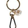 Chic Gold Brass Faux Pearl Letter Charm Keyring Keychain - Image 2