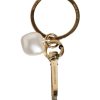 Chic Gold Brass Faux Pearl Letter Charm Keyring Keychain - Image 6