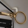 Chic Gold Brass Faux Pearl Letter Charm Keyring Keychain - Image 7