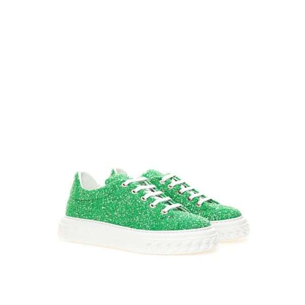 Emerald Elegance Leather Sneakers - Image 2