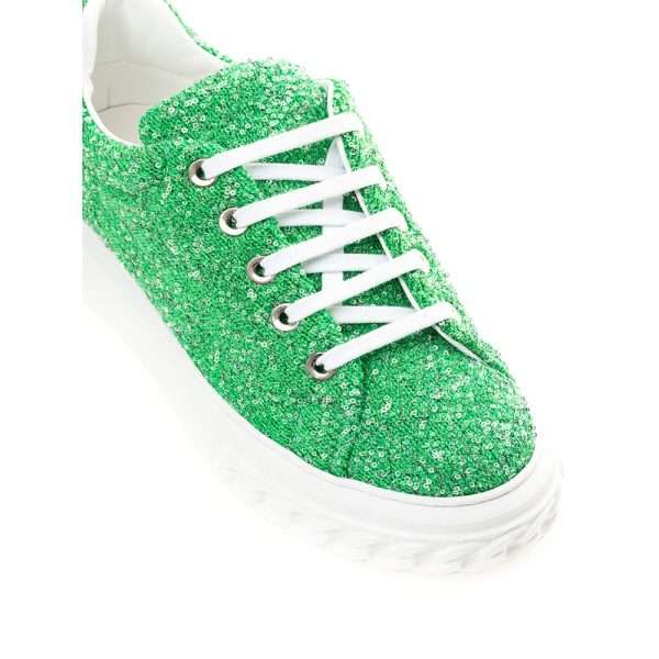Emerald Elegance Leather Sneakers - Image 4