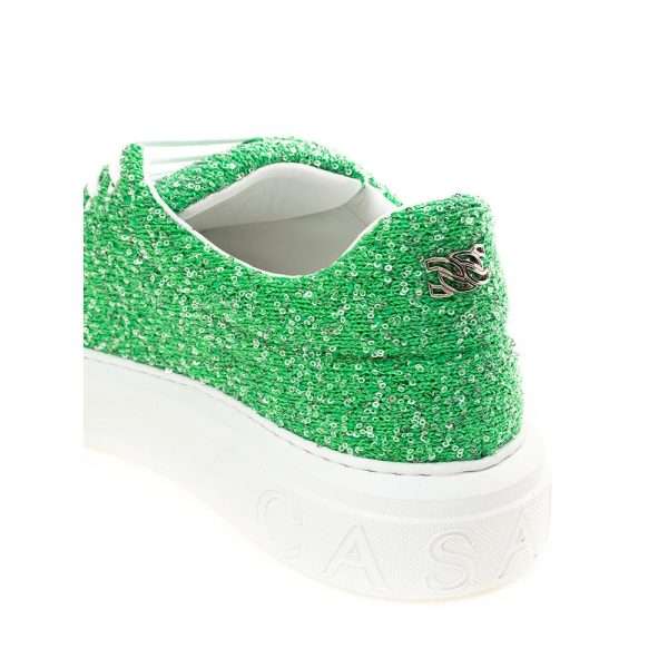 Emerald Elegance Leather Sneakers - Image 5