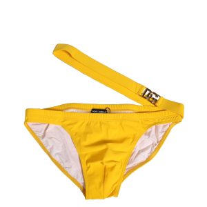 Yellow Waistband Logo Beachwear Brief Swimwear
