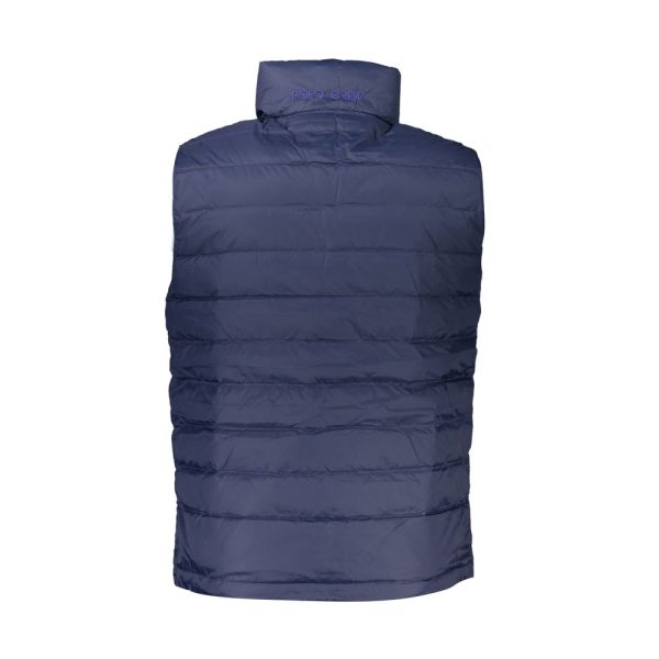 Sleek Sleeveless Embroidered Blue Jacket - Image 2