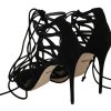 Elegant Black Suede Gladiator Stilettos - Image 4