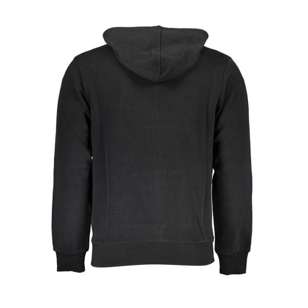 Sleek Hooded Cotton Sweatshirt in Black - Image 2