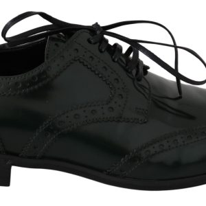 Elegant Green Brogues Oxford Wingtip Flats
