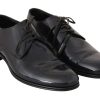 Elegant Dark Blue Leather Derby Dress Shoes - Image 5