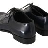 Elegant Dark Blue Leather Derby Dress Shoes - Image 6