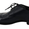 Elegant Dark Blue Leather Derby Dress Shoes - Image 7