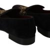 Elegant Black Loafers with Gold Crown Embroidery - Image 6