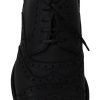 Elegant Dark Blue Wingtip Derby Dress Shoes - Image 6