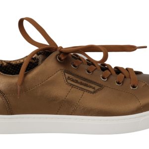 Golden Metallic Leather Sneakers