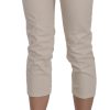 Beige Low Waist Skinny Cropped Capri Pants - Image 3