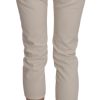 Beige Low Waist Skinny Cropped Capri Pants - Image 2