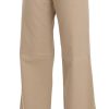 Beige Mid Waist Flared Luxury Trousers - Image 3
