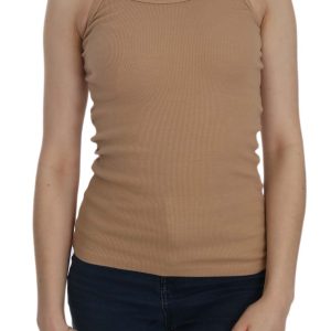 Beige Cotton Spaghetti Strap Tank