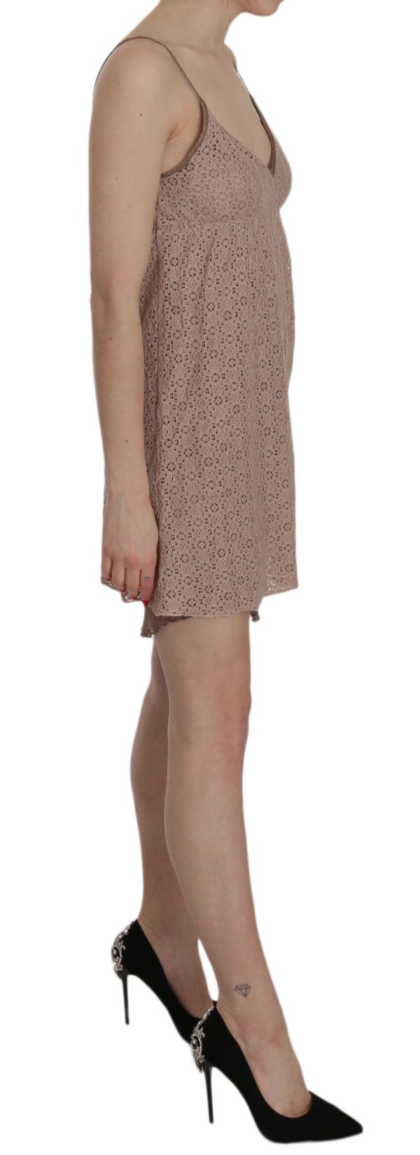 Beige A-Line Spaghetti Strap Mini Dress - Image 5