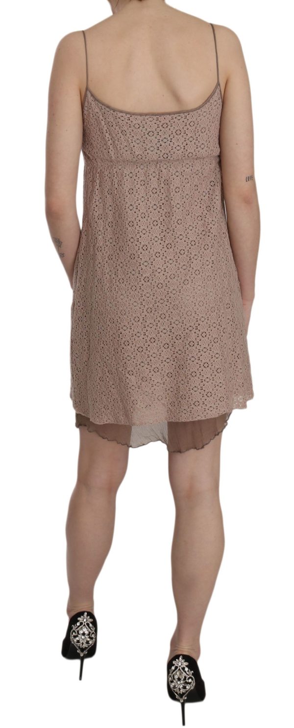 Beige A-Line Spaghetti Strap Mini Dress - Image 3