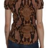 Alluring Brown Snake Skin Pattern Blouse - Image 2