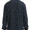 Silken Elegance: Blue Skull Print Lounge Shirt - Image 3