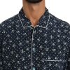Silken Elegance: Blue Skull Print Lounge Shirt - Image 4