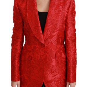 Red Floral Angel Pattern Blazer