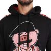 Elegant Black Hooded Sweater with Multicolor Motif - Image 3