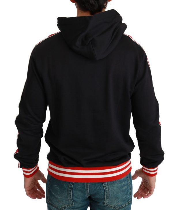 Elegant Black Hooded Sweater with Multicolor Motif - Image 4