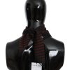Elegant Silk Scarf Bandana Hat in Black Orange - Image 5