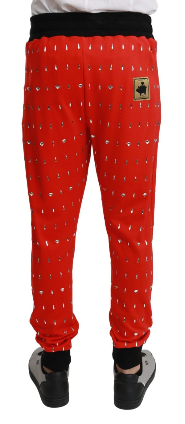 Chic Red Piggy Bank Print Sweatpants - Image 3