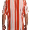 Elegant Striped Silk Shirt - White & Orange - Image 3