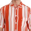 Elegant Striped Silk Shirt - White & Orange - Image 4