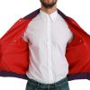 Vibrant Red Bomber Jacket with Multicolor Motif - Image 5