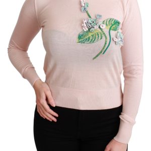 Silk Blend Floral Embroidered Sweater