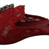 Radiant Red Slide Flats with Crystal Embellishments - Image 5