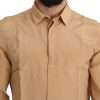 Elegant Yellow Silk Men's Formal Shirt - Image 4