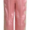 Silk Blend Satin Wide-Leg Pants in Pink - Image 3