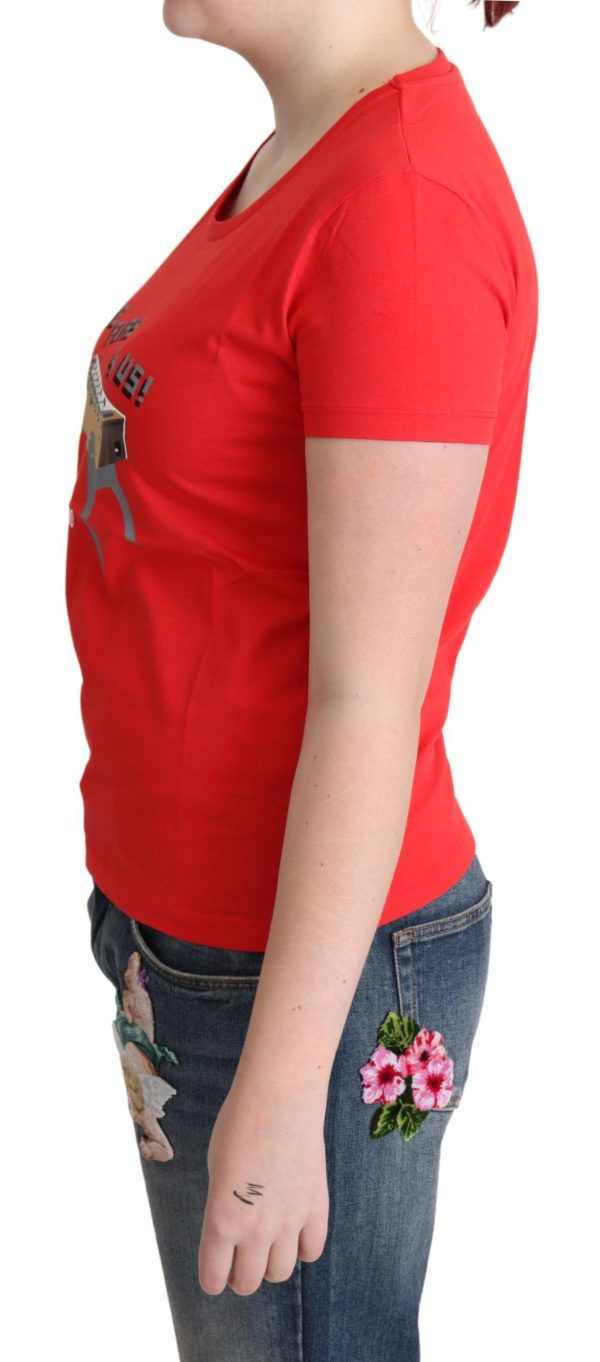 Chic Red Cotton Tee with Playful Print - Image 2