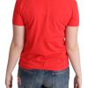 Chic Red Cotton Tee with Signature Print - Image 3