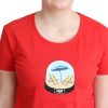 Chic Red Cotton Tee with Signature Print - Image 4