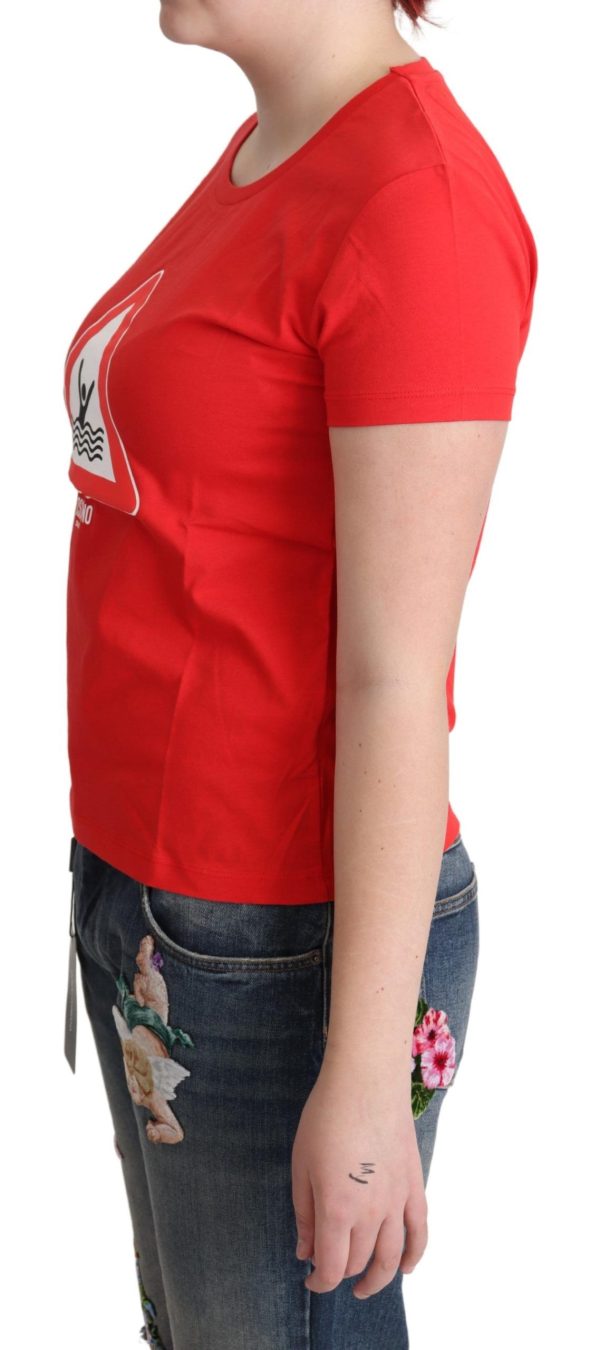 Chic Red Graphic Cotton Tee - Image 2